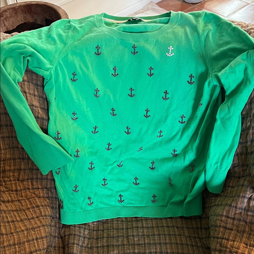 Talbots Green Anchor Sweater